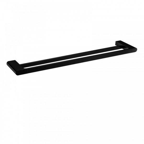 Matt Black Double Towel Rail 600mm Brass Wall Mounted